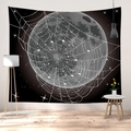 Nordic wall tapestry with moon and spider web print for modern home bedroom decoration - Brushed Fabric - Small / Spider Web Moon (CGT060-1)