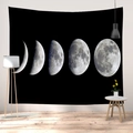 Nordic wall tapestry with black and white moon phase phases for bedroom home decor - Brushed Fabric - Small / Moon Phase Evolution (CGT060-3)