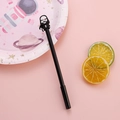 Stylo roller noir avec décoration de squelette à capuche pour cadeau étudiant - Faucheuse aux Yeux Rouges