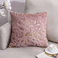 Altrosa Plüsch-Kissenbezug mit goldener Federprägung auf einem grauen Sofa - Einzelner Kissenbezug Ohne Kern (45*45cm) / Rosa