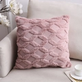 Fodera per cuscino in peluche rosa con motivo geometrico a rombi per arredamento - Fodera per Cuscino Singola (Senza Inserto) / Rosa