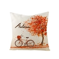 Autumn throw pillow case featuring vintage bicycle and maple tree on beige linen - 45x45cm / Vintage Bicycle Style (JYM130-2)