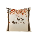 Hello Autumn maple leaves and tree pattern square pillow cover made of textured fabric - 45x45cm / Hello Autumn Style (JYM130-4)
