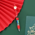 Stylo à bille multicolore de Noël avec figurine Père Noël et sable liquide scintillant - Série de Noël 6 - Père Noël