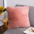 Pink plush square pillow on a modern grey sofa with sunflowers in the background - 40*40cm (Cover + Insert) / Red