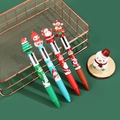 Christmas 4-color ballpoint pens set with 3D Santa, tree, snowman, and reindeer toppers - Christmas 4-Color New Style