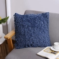 Funda de cojín de piel sintética azul marino para decoración de sofá de estilo nórdico - 45x45cm (Solo funda de almohada) / Azul