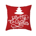 Federa per cuscino natalizia rossa con sagoma di albero bianco e scritta Merry Christmas - Stile Silhouette Albero di Natale Bianco su Sfondo Rosso (TPR406-2)
