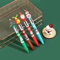 Christmas 4-color ballpoint pens with 3D Santa and Reindeer toppers set of 4 - Christmas 4-Color Style 6