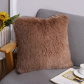Plush light brown faux fur pillow cover on a sofa for cozy home decor - 40*40cm (Cover + Insert) / Brown