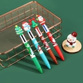 Christmas 4-color ballpoint pen set featuring Santa, snowman, and tree silicone toppers - Christmas 4-Color Bell Style