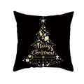 Schwarzer Weihnachts-Kissenbezug mit goldenem Christbaum-Muster aus Festtagselementen - Schwarz Gold Weihnachtsbaum Stil (TPR411-1)
