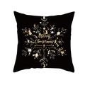 Schwarzer Weihnachts-Kissenbezug mit goldener Schneeflocke und Neujahrsgrüßen - Tpr411-2 / 45x45 Quadrat (Ohne Füllung)