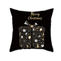 Schwarzer Weihnachts-Kissenbezug mit goldenem Merry Christmas Text und Geschenk - Tpr411-3 / 45x45 Quadrat (Ohne Füllung)
