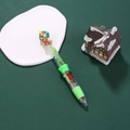 Stylo multicolore de Noël avec décoration d'ours renne et paillettes vertes - Noël Capybara-Sapin