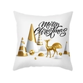 Weiße Weihnachtskissenhülle mit goldenem Rentier und Merry Christmas Aufdruck für Deko - Gold Rentier Stil (TPR413-1)