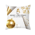 Weißer Weihnachts-Kissenbezug mit goldenem Schneemann-Motiv und festlichem Schriftzug - Schneemann und Weihnachtskugeln (TPR413-3)