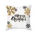 Merry Christmas Kissenhülle mit goldenen Schneeflocken auf weißem Peach-Skin Stoff - Gold und Schwarz Schneeflocken (TPR413-4)