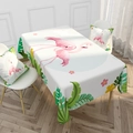 Waterdicht tafelkleed in tropische stijl met roze flamingo's en groene palmbladeren - 40x70cm / Tropische Palm Flamingo (ZB017-4)