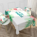 Waterproof cotton linen tablecloth with tropical flamingo and green leaf prints - Powerful Tropical Flamingo (ZB017-5)