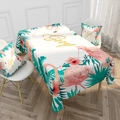 Waterproof tropical flamingo linen tablecloth set with two matching throw pillows - Good Tropical Flamingo (ZB017-6)