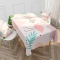 Nordic flamingo and tropical leaf print waterproof cotton linen rectangular tablecloth - Hello Tropical Flamingo (ZB017-8)