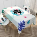 Waterproof linen tablecloth with pink flamingo and tropical leaf pattern with matching cushions - Save The Date Flamingo (ZB017-9)