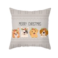 Christmas pillowcase with Merry Christmas text and cute cartoon dogs on white background - Four Christmas Puppies (TPR418-4)