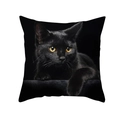 Kissenbezug mit schwarzer Katze, gelben Augen und realistischem Fell-Druck - Schwarze Katze Porträt 1 (TPR412-1)