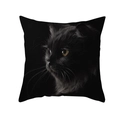 Kissenbezug mit künstlerischem schwarzem Katzenmotiv aus Pfirsichhaut-Stoff für Deko - Schwarze Katze Seitenprofil (TPR412-2)