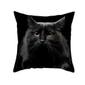 Minimalistischer Kissenbezug mit schwarzem Katzenmotiv und orangefarbenen Augen - Schwarze Katze Nahaufnahme (TPR412-3)