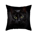 Dettaglio della stampa gatto nero ad alta definizione su federa in morbida pelle di pesca - Gatto Nero con Occhi Smeraldo (TPR412-6)