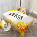 Hello Autumn linen tablecloth with yellow maple leaf pattern and matching pillows - Maple Leaf Design (ZB029-9)