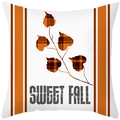 Square fall pillowcase featuring orange plaid maple leaves and Sweet Fall text - Sweet Fall Maple Leaf (TPR402-1)