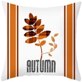 White peach skin pillow case featuring orange stripes and autumn maple leaf design - Autumn Plaid Leaf (TPR402-3)