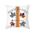 White fall decorative pillowcase with Enjoy the Fall text and orange maple leaves - Enjoy Fall Stripes (TPR402-4)