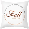 White square autumn pillowcase with orange Fall Harvest typography design - Pumpkin Patch Harvest Text (TPR402-6)
