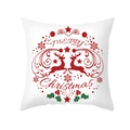 Christmas pillowcase with red reindeer and Merry Christmas print on peach skin fabric - Double Reindeer White Background Red Print Style (TPR406-7)