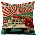 Retro Amerikaanse kussenhoes met klassieke rode auto en Philadelphia tekstontwerp - Jym135- (1) / 45x45 Vierkant (Geen Vulling)