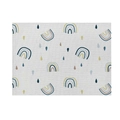 Mantel individual de lino y algodón con motivos nórdicos de arcoíris y gotas de lluvia - 32x21cm (Algodón y Lino) / Estilo CD088-2