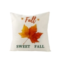 Fall themed decorative pillow case with yellow maple leaf print and sweet fall text - 45x45cm / Sweet Fall Maple Style (JYM130-7)