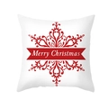 White Christmas pillow cover with red snowflake print and Merry Christmas ribbon design - Red Ribbon Snowflake Design Style (TPR406-9)