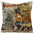 Retro Beieren kussensloop met Neuschwanstein kasteel en vintage auto-opdruk - Jym135- (3) / 45x45 Vierkant (Geen Vulling)