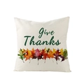 Square polyester pillow cover with 'Give Thanks' text and colorful autumn maple leaves - 45x45cm / Give Thanks Leaves Style (JYM130-8)