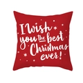 Red Christmas pillowcase with white festive quote and snowflakes on white background - Handwritten English Blessing Red Style (TPR406-10)