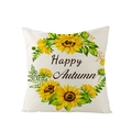 Sunflower Happy Autumn decorative pillow cover in linen-textured polyester - 45x45cm / Happy Autumn Sunflower Wreath Style (JYM130-9)