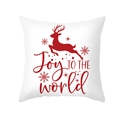 Christmas reindeer Joy to the World peach skin square pillowcase in white and red - Jumping Reindeer with English Blessing Style (TPR406-11)