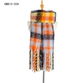 Faux mohair plaid scarf in orange and grey check with chunky tassels for winter - Orange Plaid (GWB15-05#)