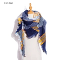 Sciarpa invernale spessa blu navy con motivo scozzese giallo e nappe a frangia - Taglia unica / Blu navy