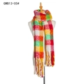 Thick colorful plaid scarf with long tassels GWB13-05# in red, yellow and green - Red